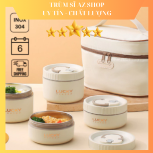 Hộp Cơm 3 Tầng Lucky Kèm Muỗng Đĩa – Giải Pháp Tiện Dụng Cho Bữa Ăn Ngoài