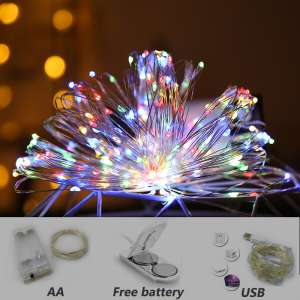 LED Strip Light Holiday Light 10 meter 100 LED Beads Silver Wire with USB Plug