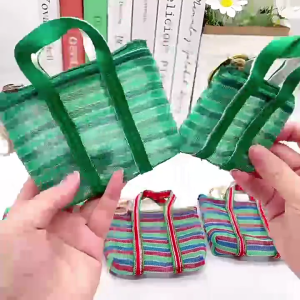 Long Style Car Keychain Pendant Cute Earphone Bag Pendant Unique Fishnet Pattern Mini Bag Pendant for Coins and Keys