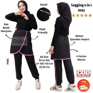 Floline  Ols - Rok Leging 2 In 1 Senam / Aerobic / Olahraga / Bersepeda / Well Fitness List  Wanita 6053