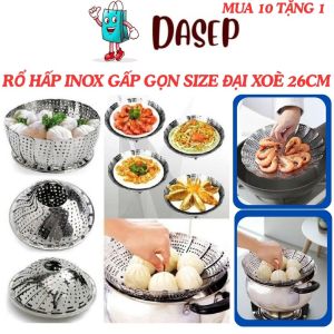 Rổ Hấp Inox Gấp Gọn DASEP Kích Thước Lớn 26cm Rổ Rây Hấp Nhà Bếp