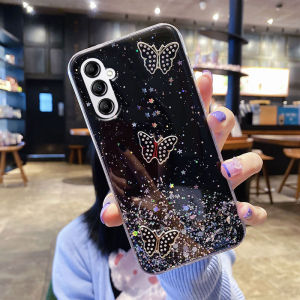 Soft Case Samsung Galaxy S24 FE Ultra S24+ A15 A25 S23 FE A24 A14 5G A54 A34 5G A14 4G M23 Beautifully Shiny starry sky with Butterfly Trinkets Rubber Soft Phone Casing samsung a14 5g a34 a54 5g suitable for womens Phone Cover Case