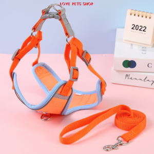 Bộ dây dắt chó mèo kèm yếm ngực phản quang hình chú Cún - Love Pets Shop