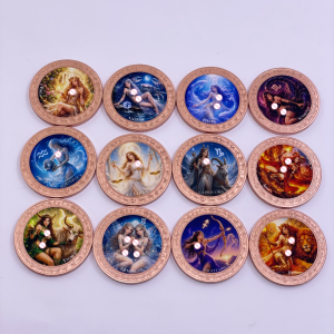 【discount store】12Zodiac Constellations .999 Copper Coin Commemorative Coin Colorful Goddess Challenge Coin Vintage Bronze Plated Souvenir Gift