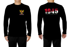 KAOS PRIA LOGO GARUDA+DTF1945 Oblong tangan Panjang T-shirt Distro Baju Distro Pria Kaos Oblong Panjang  Murah