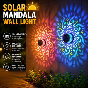 Solar Wall Light Motion Sensor Waterproof Mandala Design Metal Outdoor Landscape Patio Fence Garden Decor