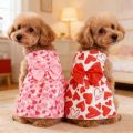 VIVIDI Bow Lace Spring Dog Princess Dress Breathable Heart Patten Medium/Small Pet Skirts Cute Comfortable Dog‘s Summer Dress For Puppy Poodle Chihuahua Etc. 