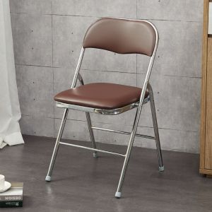 (No Installation Required) PU Leather Cushion Foldable Chair Study Dining Office Conference Furniture/Rainbow Culture