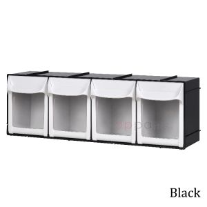 MUMU Style Desktop 4 Bins Modular Tip-Out Bins Interlocking Stackable Flip Boxes Tilt Bin Craft Room Storage Organizer