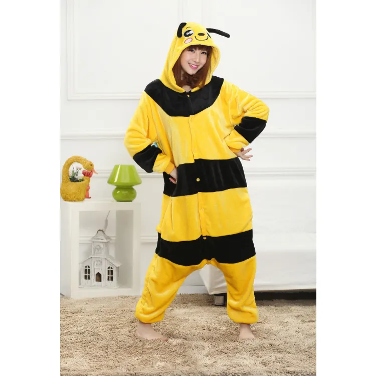 Bumble Bee Onesie Costume for Adults Men Women Sleepwear Pajama