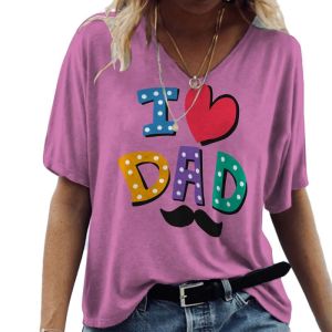 [Local Stock] ZEEMIN Summer Love 80s 3D Print T-shirt Women Streetwear Casual T Shirts Y2k Tops Woman Harajuku V-Neck Tees Oversized Clothing