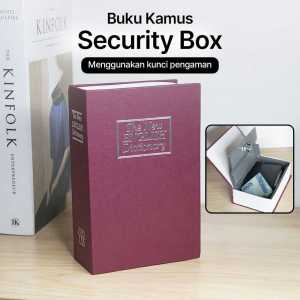 HOMESAFE Brankas Mini Bentuk Buku Kamus Penyimpanan Uang Perhiasan Tahan Air Dan Api Key Lock Hidden