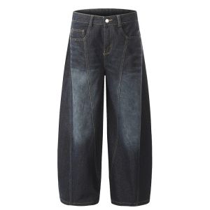 ‌Womens American Vintage Wide Leg Jeans Baggy JNCO Style Black Oversized Streetwear Print Pants