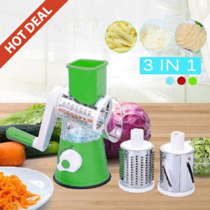 3in1 Tabletop Rotary Drum Grater Shredder Slicer Cutter Interchangeable Stainless Steel Blades / Pemarut Sayur Dan Buah