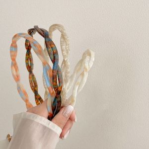 BEAUTYandLADIES วินเทจ ประณีตประณีตประณีต ที่คาดผมลาย gilrl ห่วงรัดผม คลิปหนีบผม กรดอะซิติก วงผมบิด แถบคาดศีรษะไขว้ หมวกสไตล์เกาหลี เครื่องประดับผมผู้หญิง