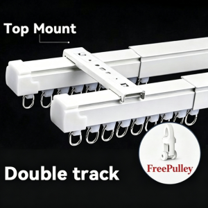 `2.8-13.5FT Adjustable Metal Curtain Rail Track Complete Window Curtain Rod Set Ready Stock`