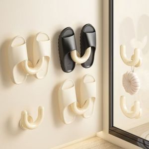 Suction Cup Slippers Rack/U-shaped Wall Storage Hook Shoes Hanger/Toilet Drainage Shoe Hangers Hook