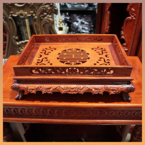 Khay trà gỗ hương tự nhiên trạm khắc cao cấp