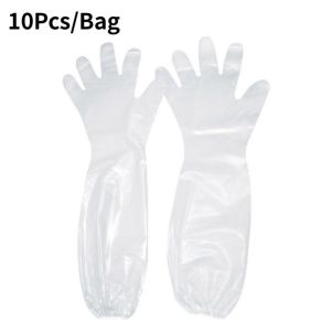 10 Pack 60cm Elbow Disposable CPE Gloves Soft Long Plastic Film Gloves Disposable Gloves Food Safe
