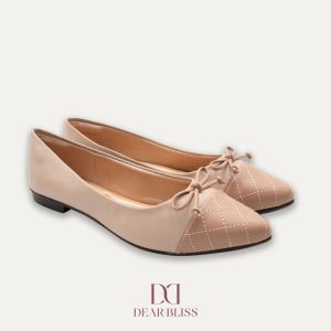 DEAR BLISS Camila Bow Two-Tone Nude Pointed Flats