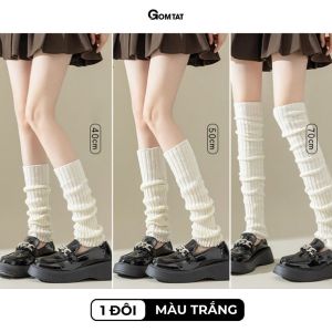 Tất vớ ống chân dệt kim GOMTAT phong cách lolita y2k cao cấp vớ ống chân chất liệu sợi poly mềm mịn co giãn - AJ-2501-1DOI