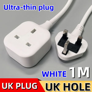 Black/White Ultra-thin 1 Gang UK BS Power Strip UK 3Pin Plug Optional 1/2/3/5M Cord Mini Single Safety Socket for Household Wall Use single thin extension cord 1 gang travel safety wall 1 way socket extension cord