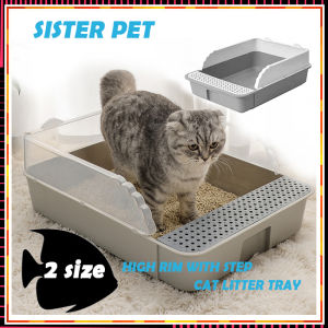 [SISTER PET] Mani Cat Litter Tray Hith rim With Step / Cat Toilet with Step 2 Size