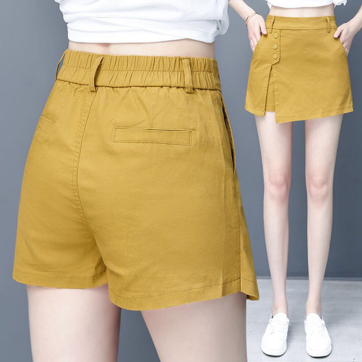 Summer Shorts Women's Korean Style Fashion Ladies Stretchy Cotton Solid