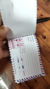 (3 buku) label pengiriman olshop isi 100 lembar/label pengiriman motif amplop airmail