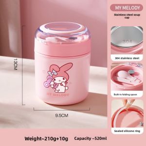 100% Authentic Sanrio Melody Lunch Box Stainless Steel Thermal Food Container Lunchbox Anti-scalding Portable Food Grade Material Antibacterial LFB364