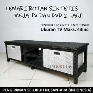 Rak Lemari Rotan Sintetis 6 Laci Buffet Bufet Meja TV 43 inci Ruang Tamu Minimalis Murah Terbaru