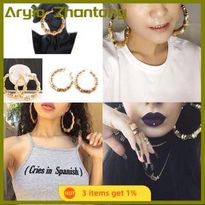 Aryio Large Bamboo Earrings Hip-Hop Earrings Ladies Hoop Hoops Ear Circle
