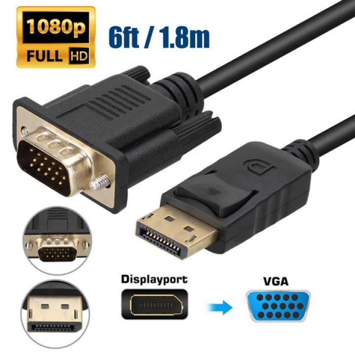 DP DisplayPort to VGA Cable Male to Female Cord Adapter