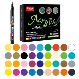GuangNa 12/24/36/48/60 Colors Acrylic Marker set Soft Brush Tip Markers pen for Ceramic Rock Glass Wood Fabric Painting