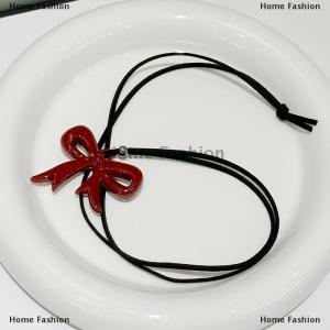 [COD] Home Fashion Simple Versatile Red Heart Bowknot Necklace For Women Girls Fashion Big Heart Pendant Necklaces Jewelry Accessories Gifts