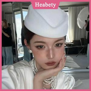 Heabety Mũ beret Mũ hãng hàng không tiếp viên hàng không mũ cổ điển mũ đen phẳng đầu mũ tóc Clip Phụ kiện tóc