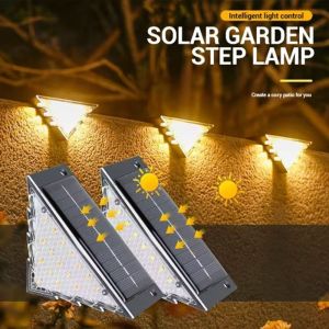 TUO29 Triangle Outdoor Solar Step Lights White/Warm Light Solar Powered Landscape Light Automatic Operation Super Bright Deck Lights Villa