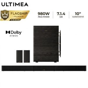 ULTIMEA Skywave Series 7.1.4ch Soundbar Dolby Atmos Soundbar with Subwoofer 360° Surround sound Fulll mmersive Experience Home Theater 980W