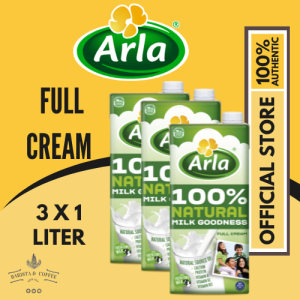 ARLA Full Cream Milk 1L x3 Bundle | 100% Natural Cow’s Milk | High Calcium & Protein | Creamy & Fresh | UHT Long Life