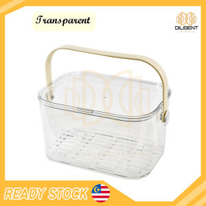 【D284 READY STOCK】 Transparent Portable Hand-Held Drain Basket Toiletries Storage Basket Shower Cream White Caddy Basket