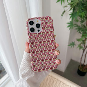 Luxury Cloth Braid Lattice Contrasting Color Phone Case For iPhone 15 14 Plus 13 12 11 Pro Max Slim Shockproof Protection Cover