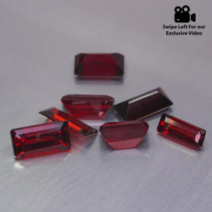 พลอยโรโดไลต์การ์เน็ตประกายแวววาว 7 เม็ด 10.15 กะรัต ทรงแปดเหลี่ยม