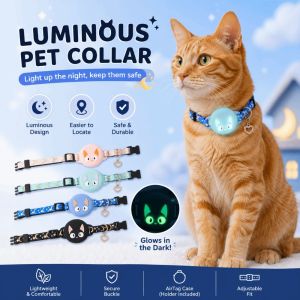 MINIFELE 262 Multicolor Luminous Location Collar Cartoon Pattern Two Size Dog Collar Creative Prevent Getting Lost Cat Collar For AirTag