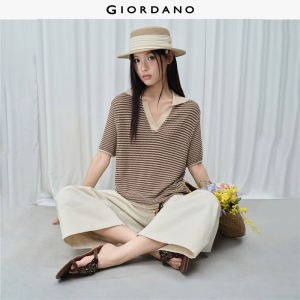 GIORDANO Women Knitwear Lapel Short Sleeve Knitwear Casual Stylish Trendy Elegant Comfortable Fashion Classic 18356510