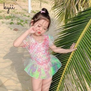 kyiibaby Girls swim suit Summer wear western style Nvbao one-piece swimsuit hot spring little kybb051