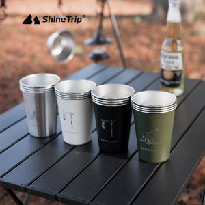 4Pcs/Set with a storage bag 350ML Portable 304 stainless steel coffee cup outdoor camping beer mug picnic barbecue cold drink cup
