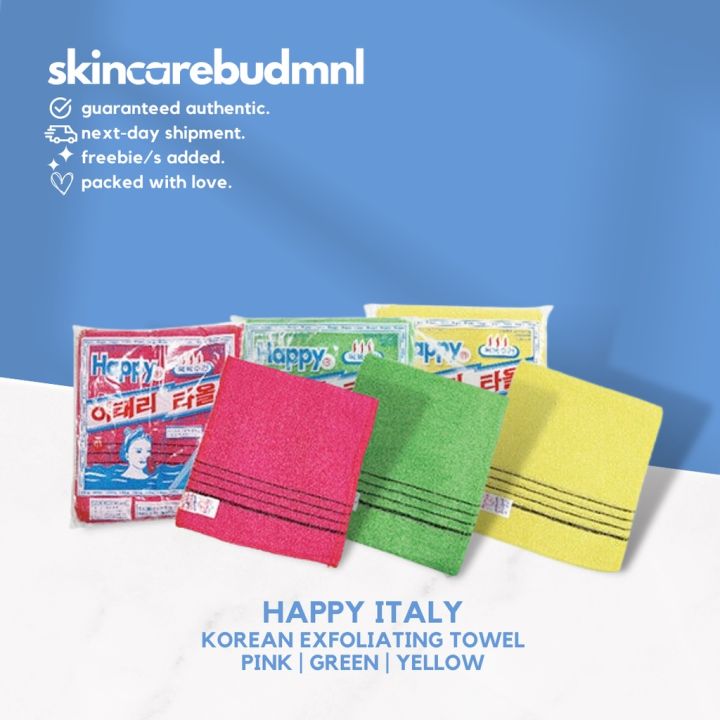 happy-italy-korean-exfoliating-towel-pink-green-yellow-by