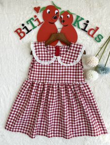 Đầm bé gáiváy trẻ em kẻ ca rô phối ren siêu xinh cho bé BITIKIDS size 0-8 tuổi.