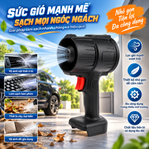 QIUWU 21V cầm tay Turbo máy thổi khí công suất cao không dây Quạt điện để loại bỏ lá rơi cát vườn con đường vỉa hè làm sạch