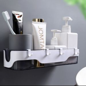 (Ready Stock) Bathroom racks kitchen shelf no trace free punching storage rack bath
